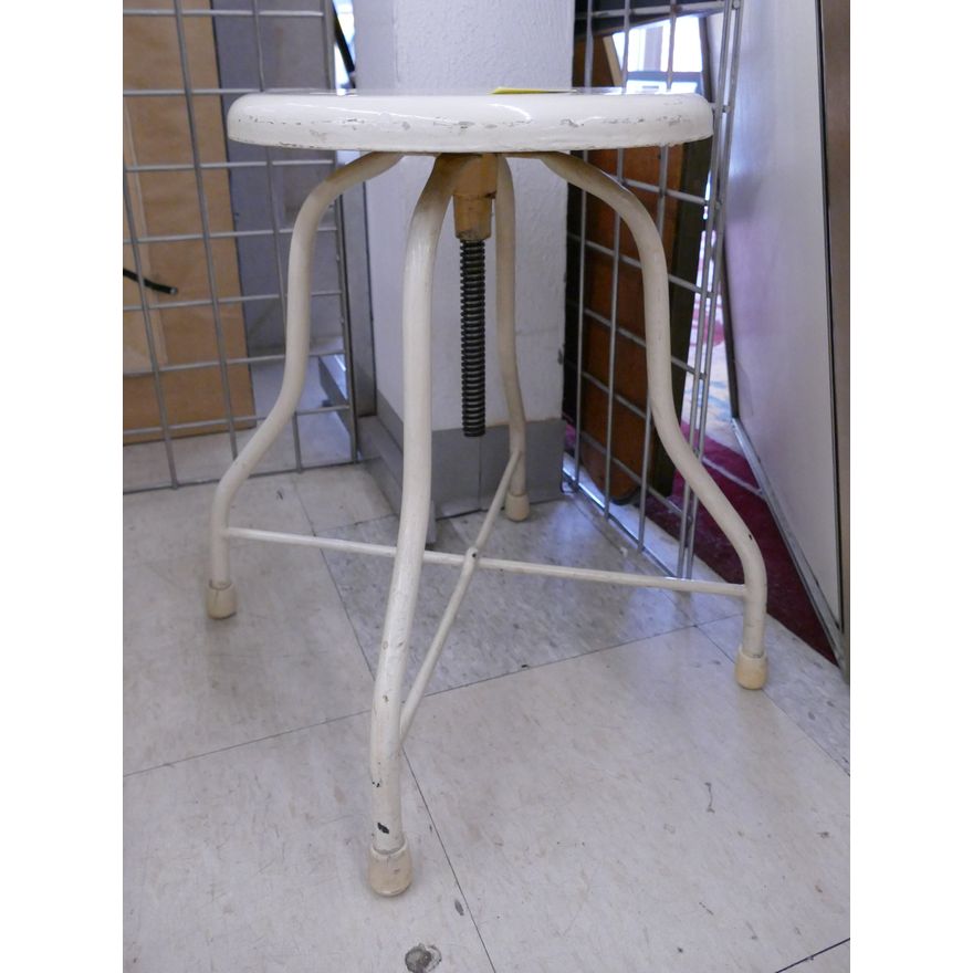 Vintage White Painted Metal Piano Stool- 19''