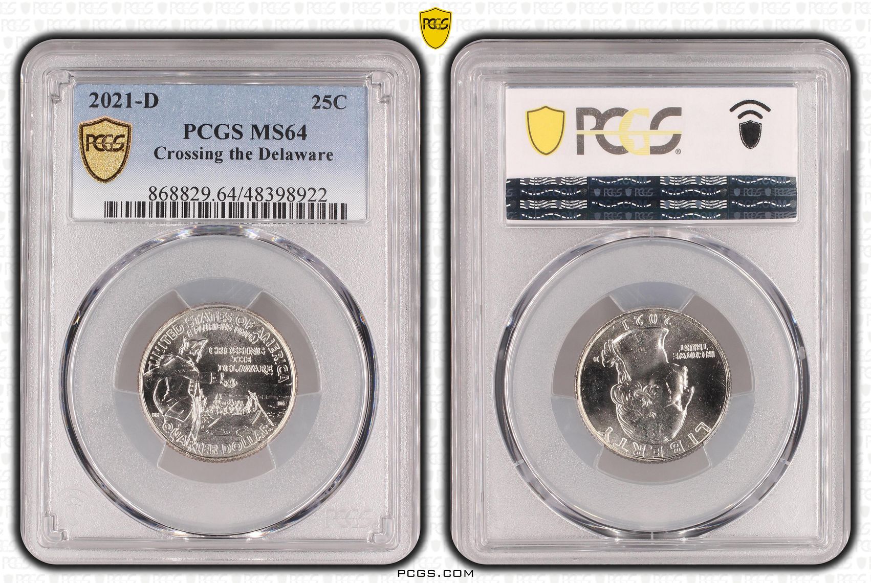 The United States of America, Washington Crossing the Delaware , Twenty-Five Cent, 2021-D, PCGS MS64