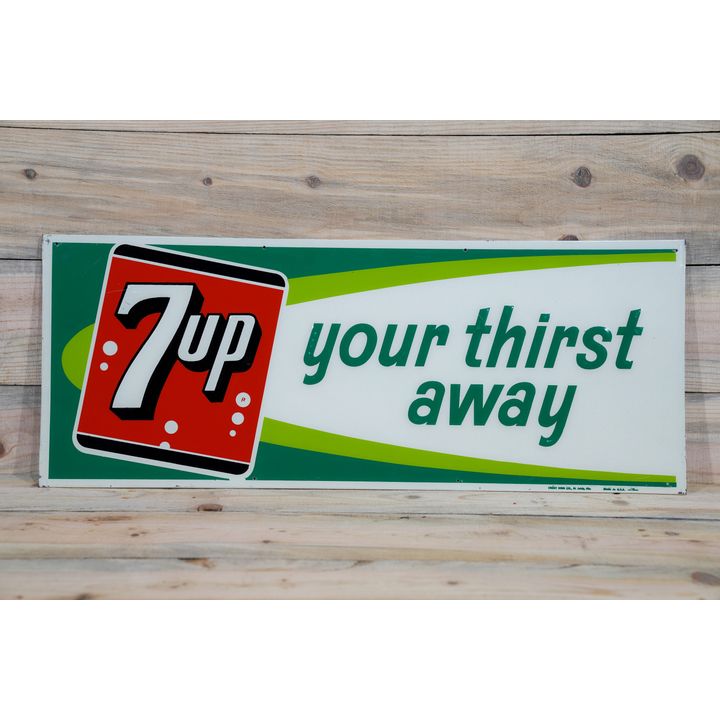 7up Your Thirst Away Single Sided Tin Embossed Metal Sign TAC 9