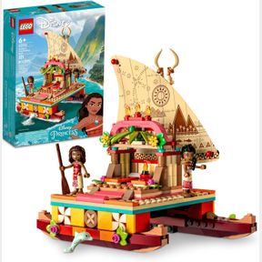 LEGO DISNEY PRINCESS MOANA'S WAYFINDING BOAT BUILDING TOY 43210 DISNEY PRINCESS TOY SET WITH MOANA AND SINA MINI-DOLLS, DOLPHIN FI