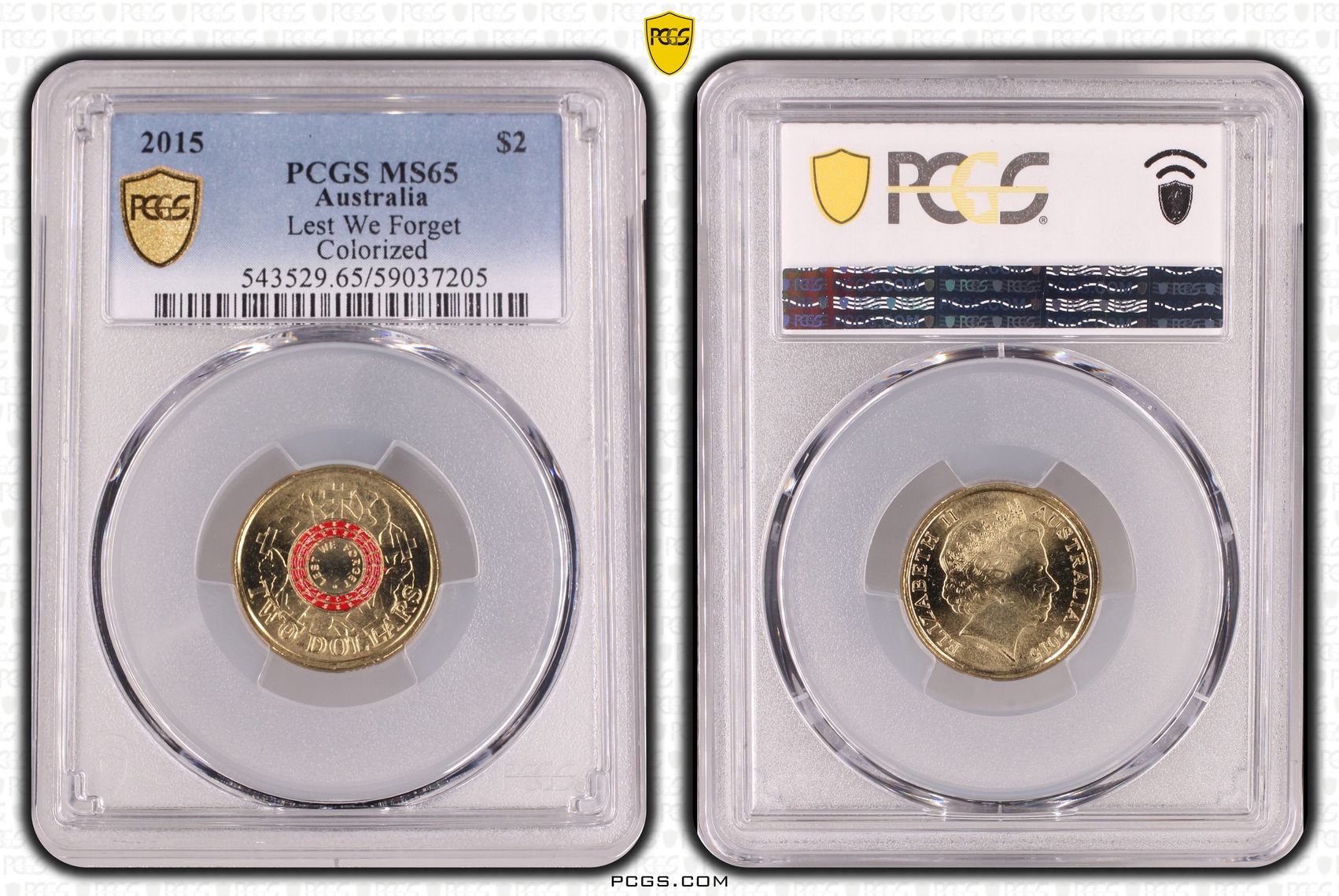 Lest We Forget Colorized, Two Dollar, 2015, PCGS MS65