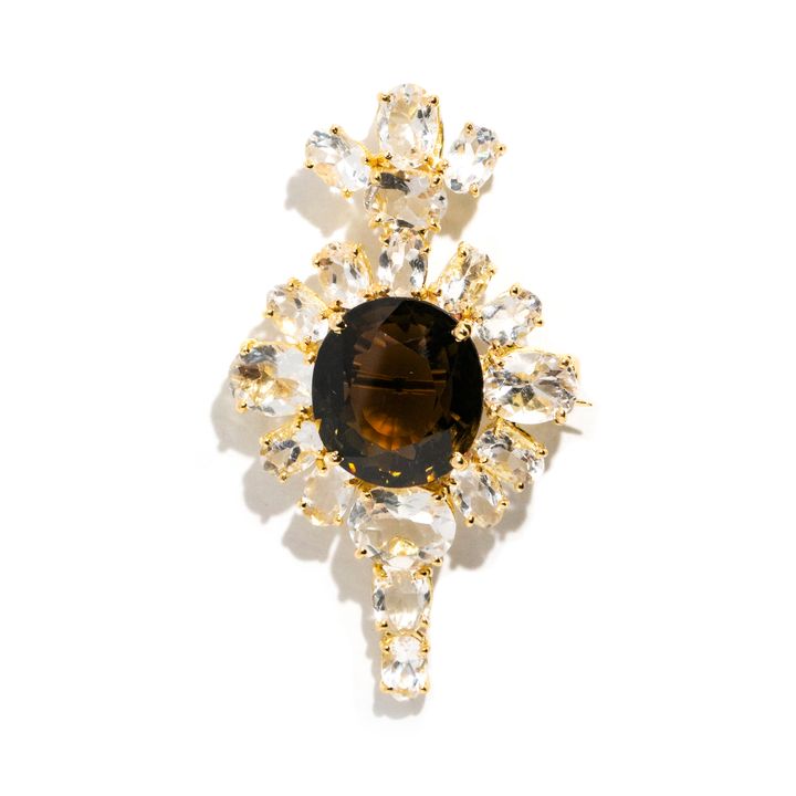 Tourmaline & White Topaz 18 carat Gold Pendant/Brooch,