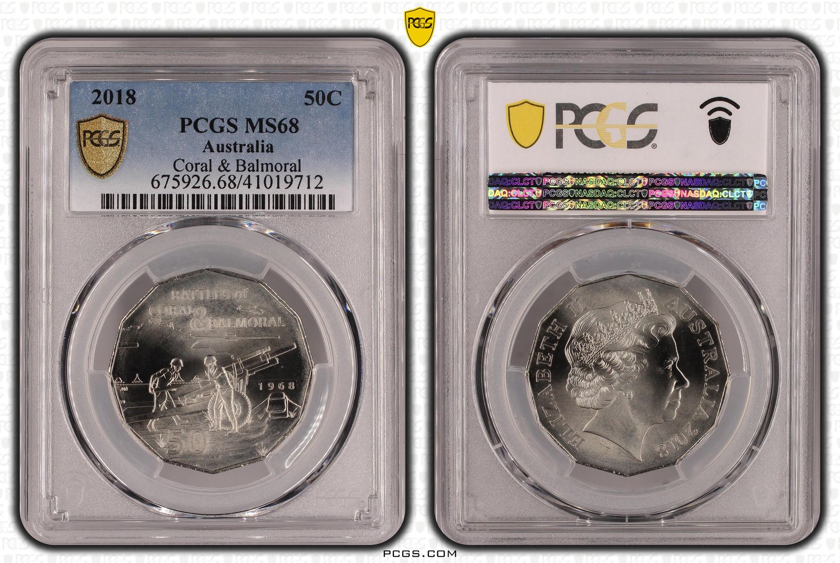 Elizabeth II, Coral & Balmoral , Fifty Cent, 2018, PCGS MS68