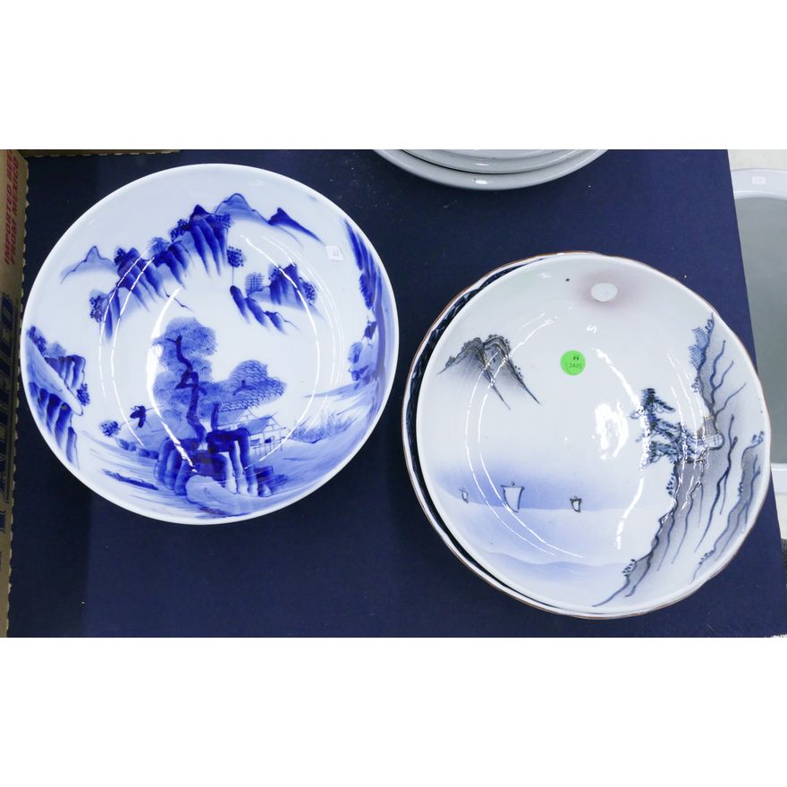 3pc Japanese Imari Porcelain Bowls 10''