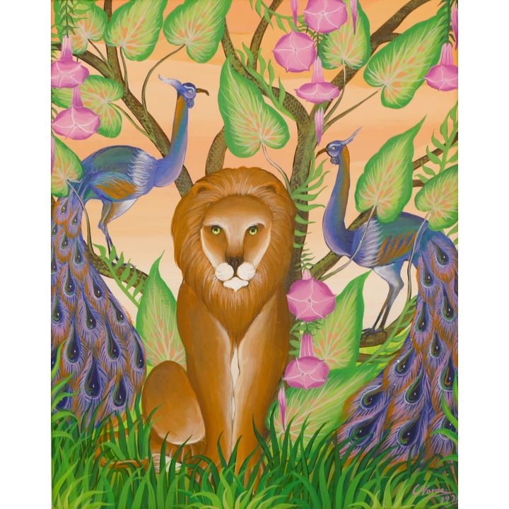 Gustavo Novoa ''The Peacock Couple'' 1971 Acrylic