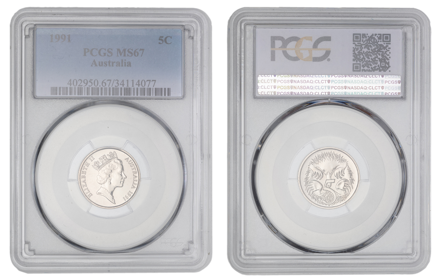 Elizabeth II, Five Cent, 1991, PCGS MS67