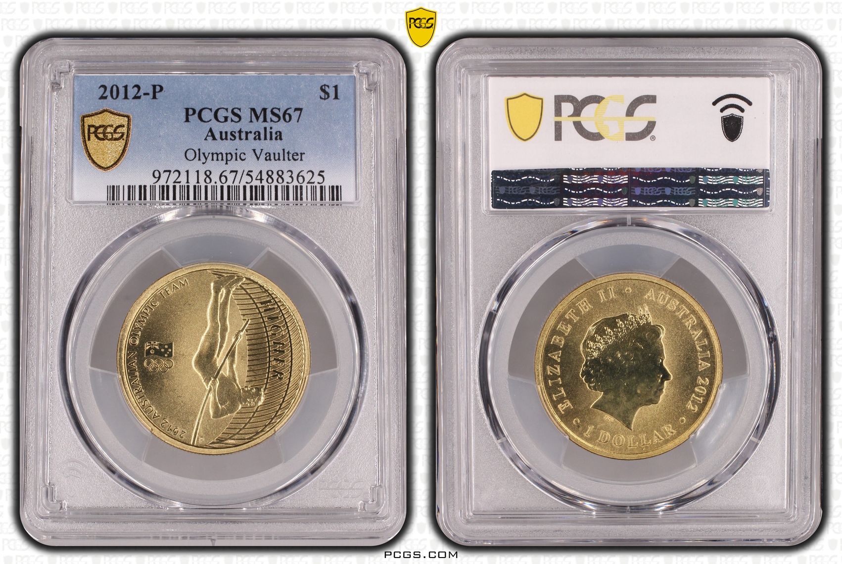 Olympic Vaulter, One Dollar, 2012-P, PCGS MS67