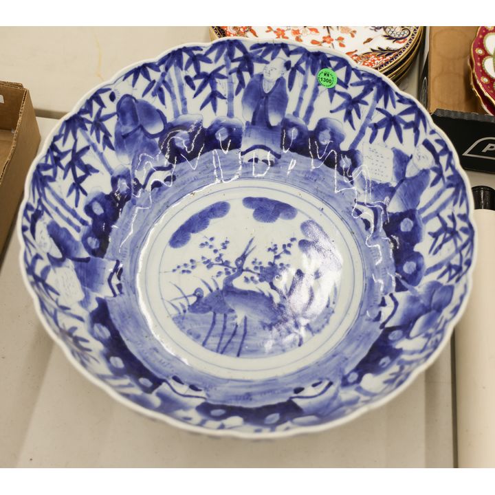 Antique Japanese Imari Large Scalloped Bowl 14''