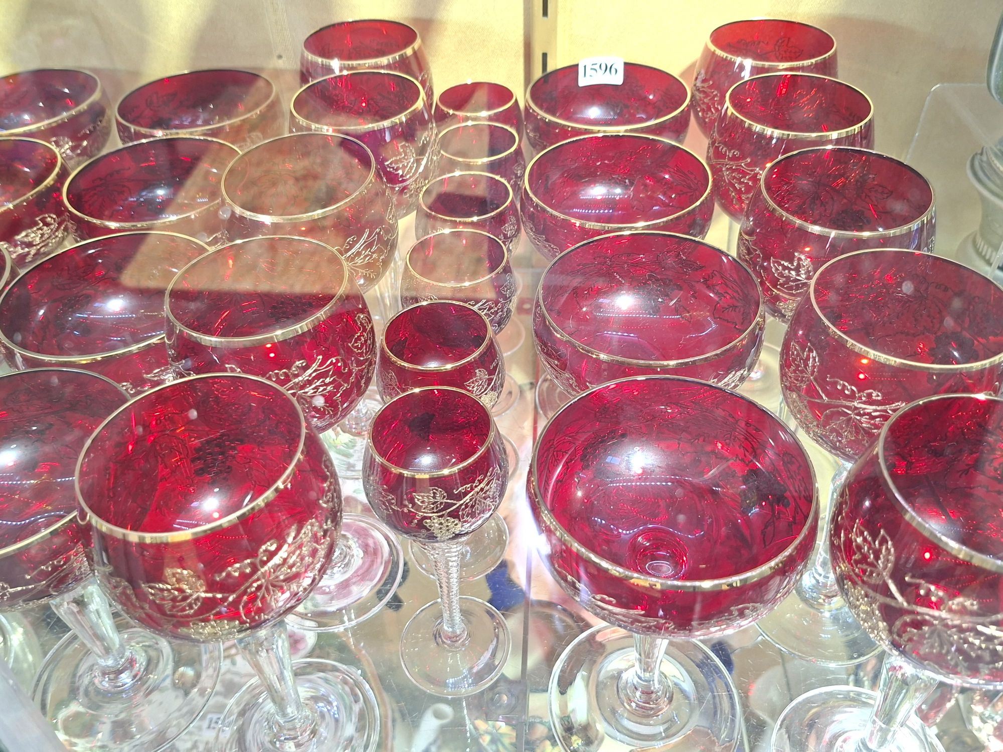 Venetian Ruby Glass Wine Stems