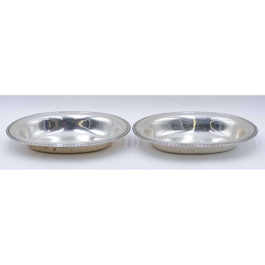 Pair Barbour Heavy Sterling Oval Servers 11'' - 1,245 Grams TW