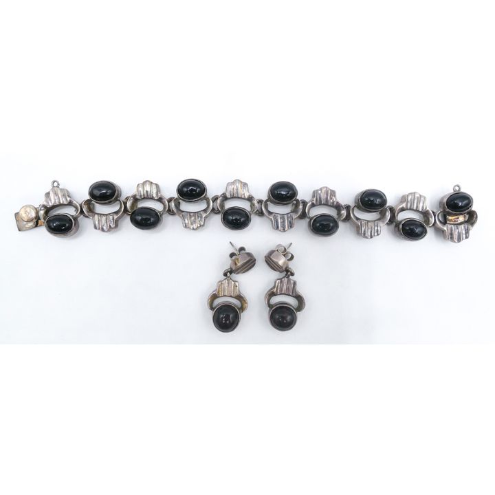 Juan Sandoval Mexican Sterling Bracelet & Earring Set 7''