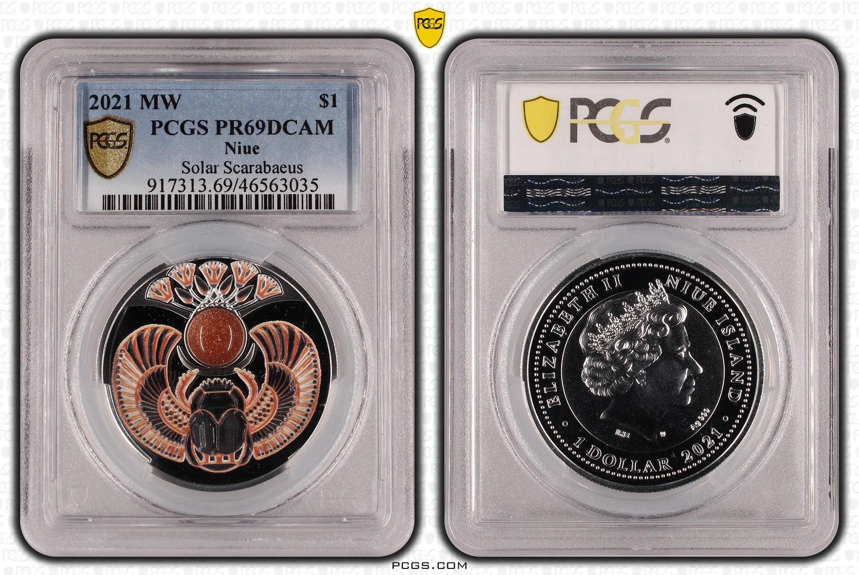 Niue, Solar Scarabaeus, One Dollar, 2021, PCGS PR69DCAM