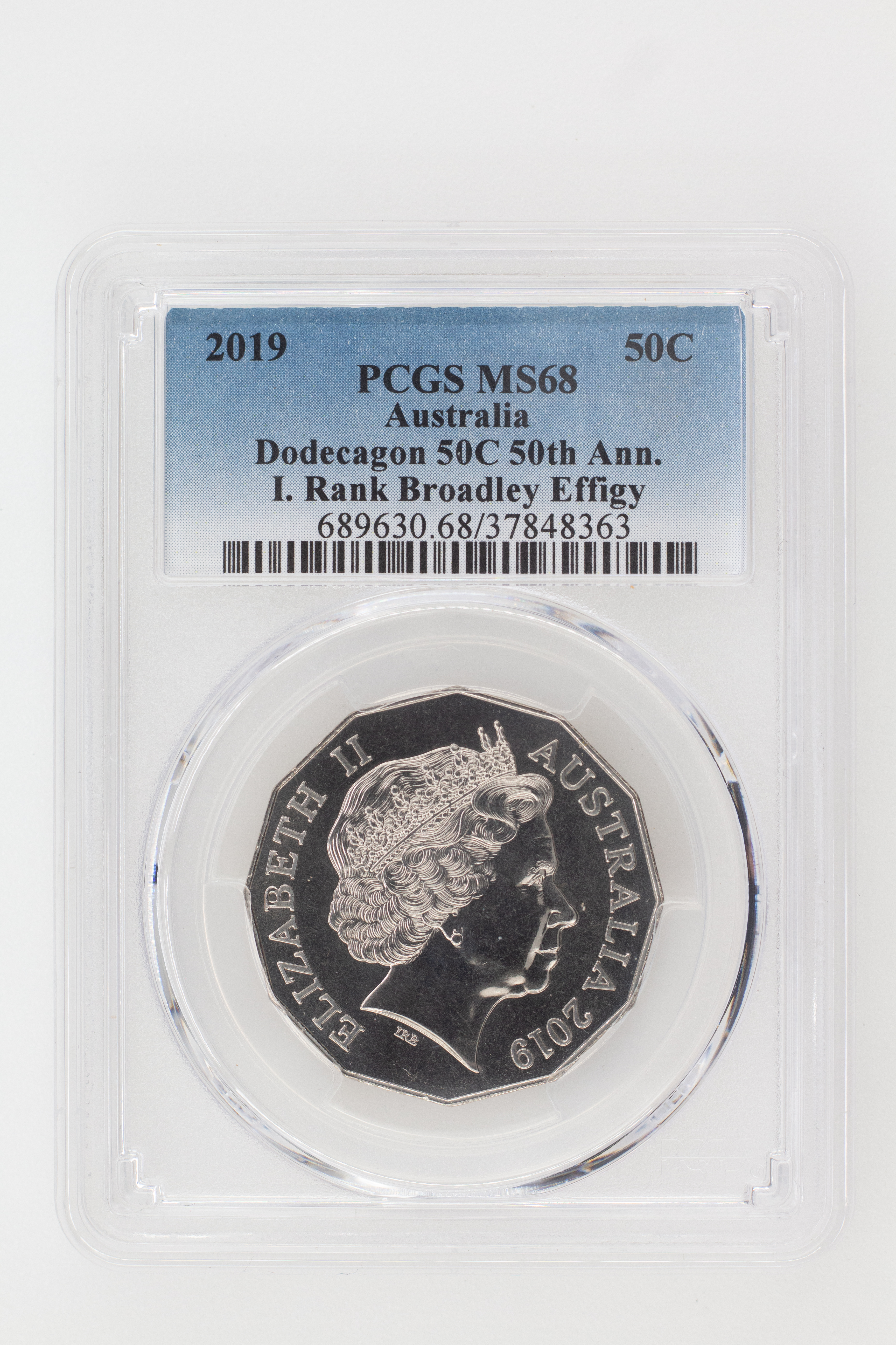 2019 Australia Fifty Cent, 50c Dodecagon 50C 50th Ann. I. Rank Broadley Effigy PCGS - MS68 -363