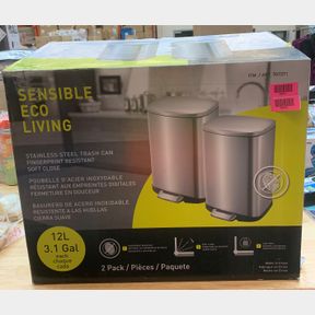 ECO LIVING STAINLESS STEEL TRASH CAN 2 PACK (12 GAL & 3.1 GAL)