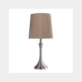 Bright Star Lighting - Satin Chrome Table Lamp With Hessian Colour Fabric Shade-51499/7567