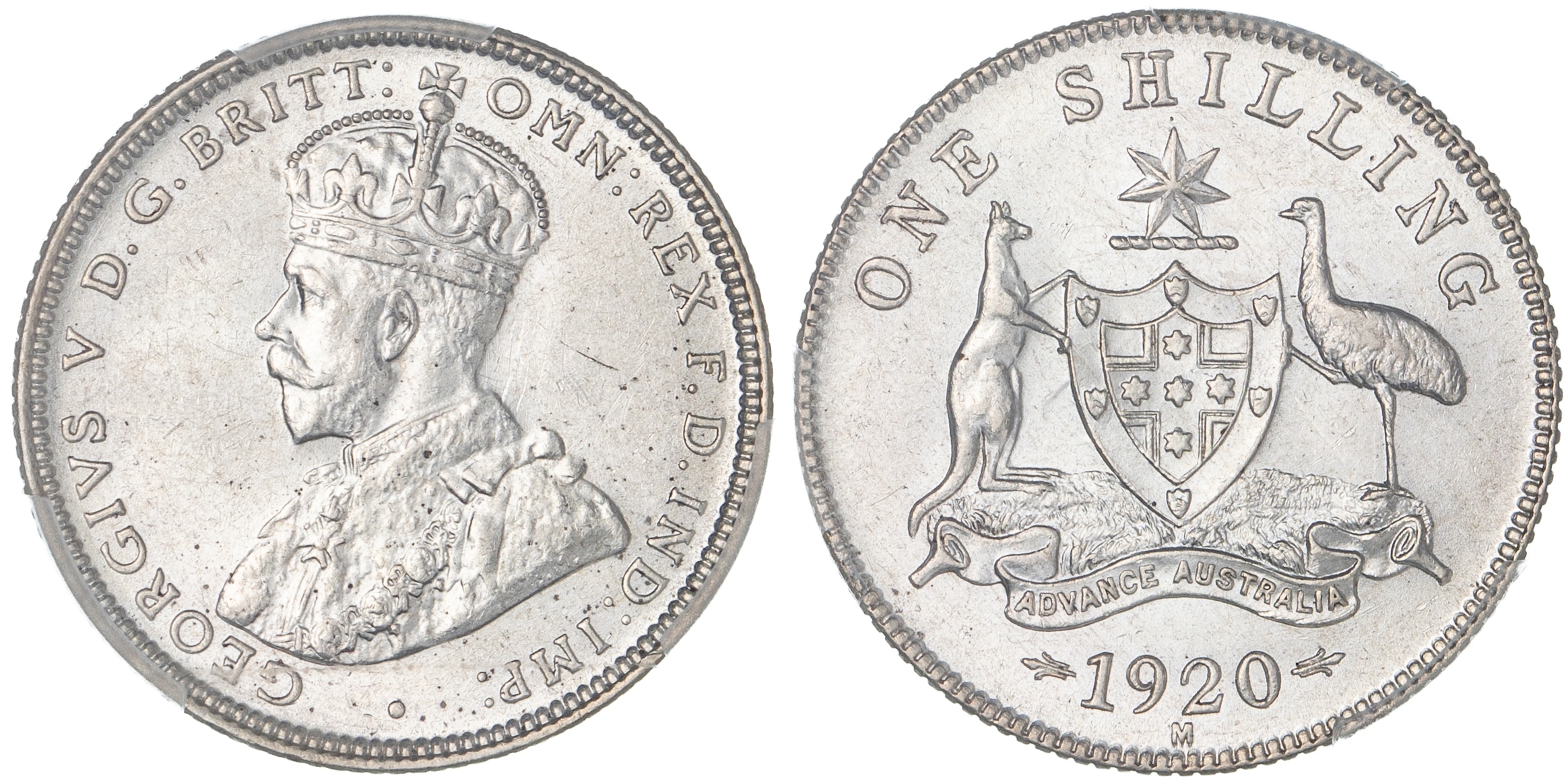 George V, Shilling, 1920-M, PCGS MS61