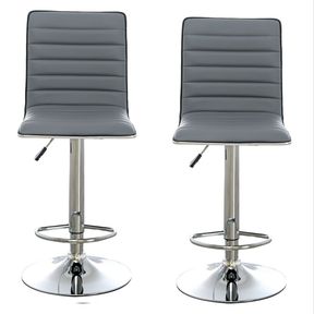 Padded Bar Stools / Kitchen Chairs - Set of 2 � Grey Colour - only stools bottom parts missing(NOT ASSEMBLE)