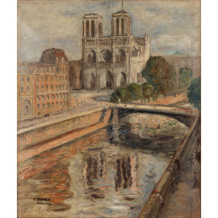 Juliusz Studnicki | Widok na katedrę Notre Dame w Paryżu, 1938 r.