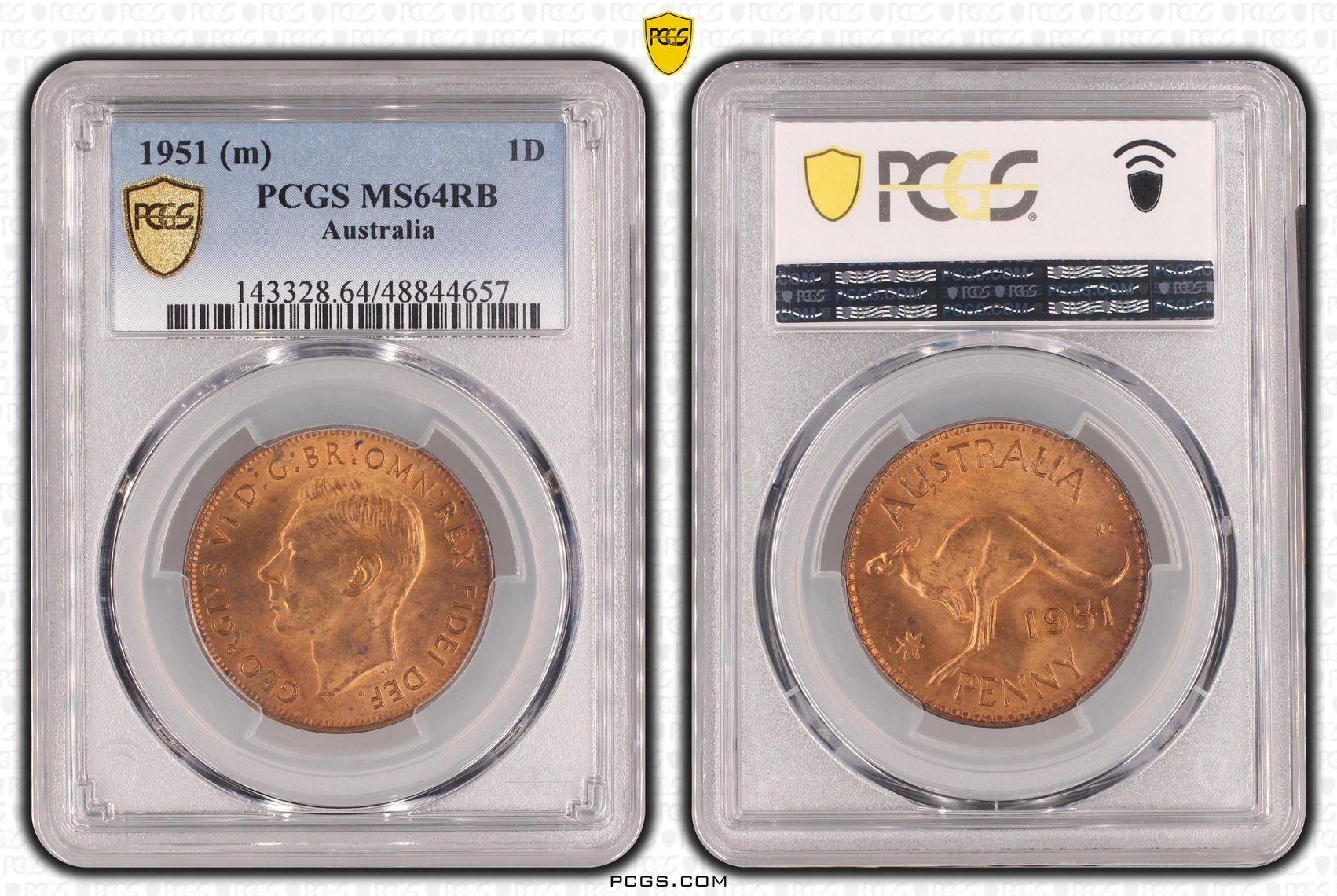 George VI, Penny, 1951, PCGS MS64RB