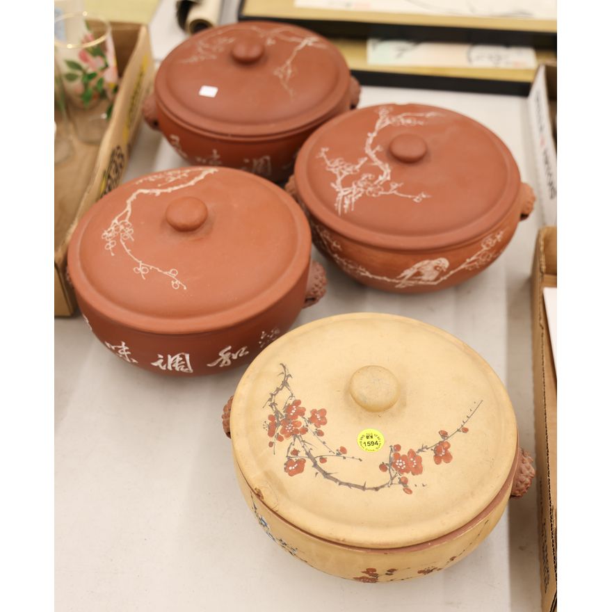 4pc Old Chinese Yixing Covered Servers