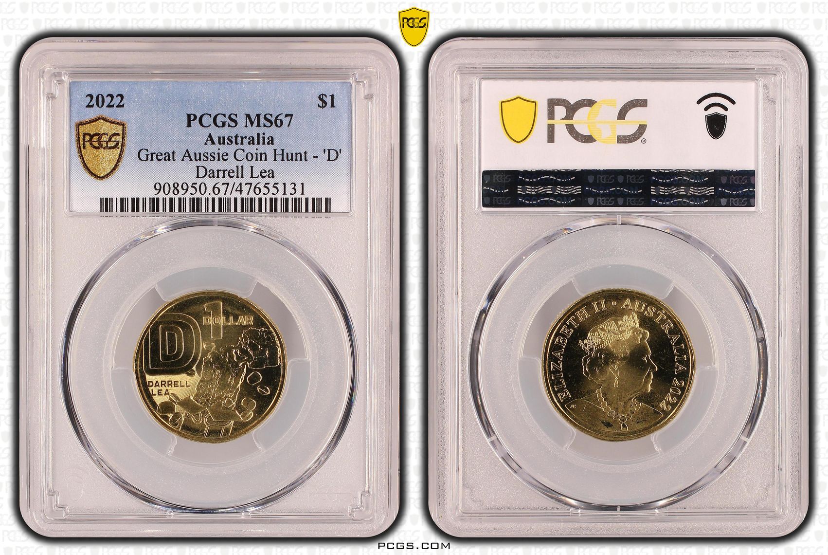 Elizabeth II, Great Aussie Coin Hunt - 'D', One Dollar, 2022, PCGS MS67