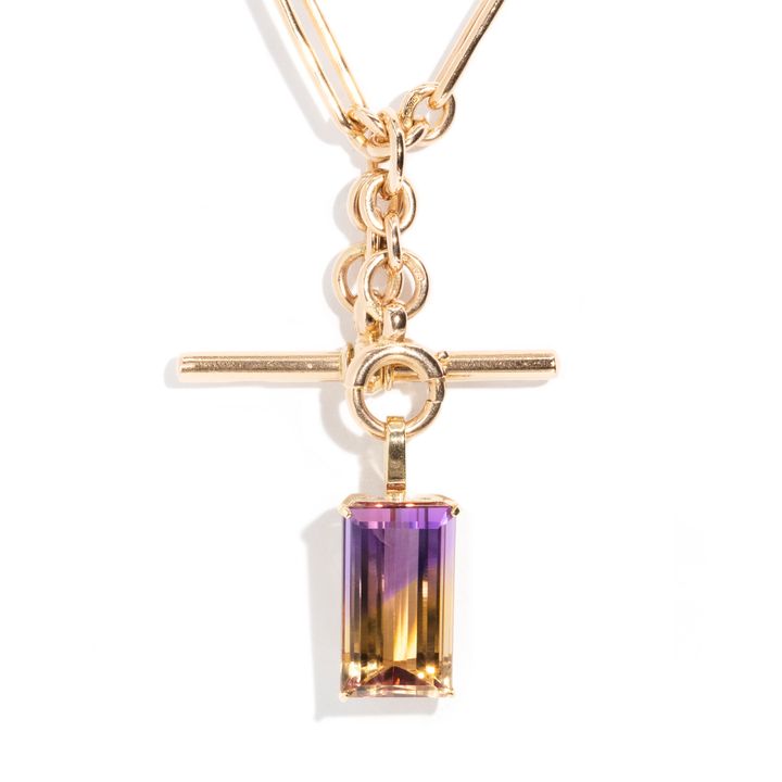 Ametrine Pendant on 9ct Fob Chain ,