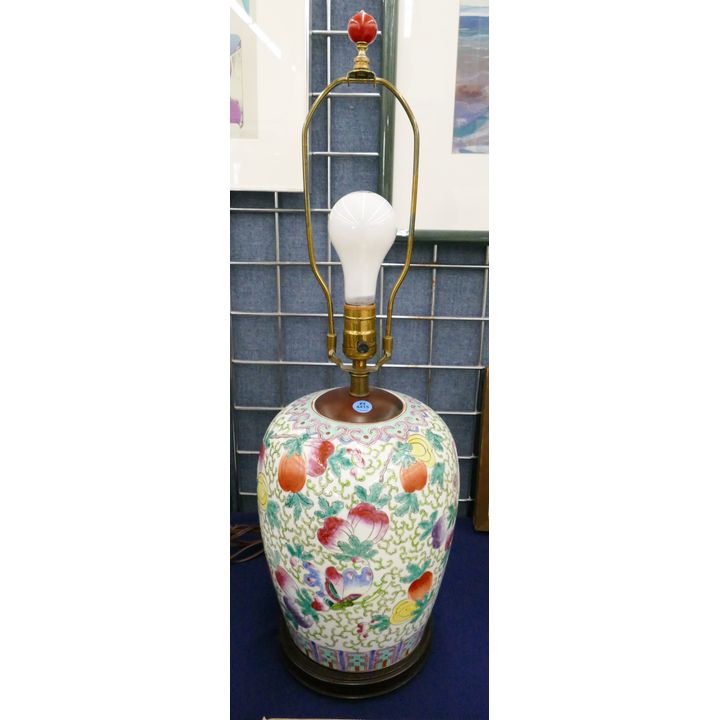 Vintage Chinese Famille Rose Jar Table Lamp 27''