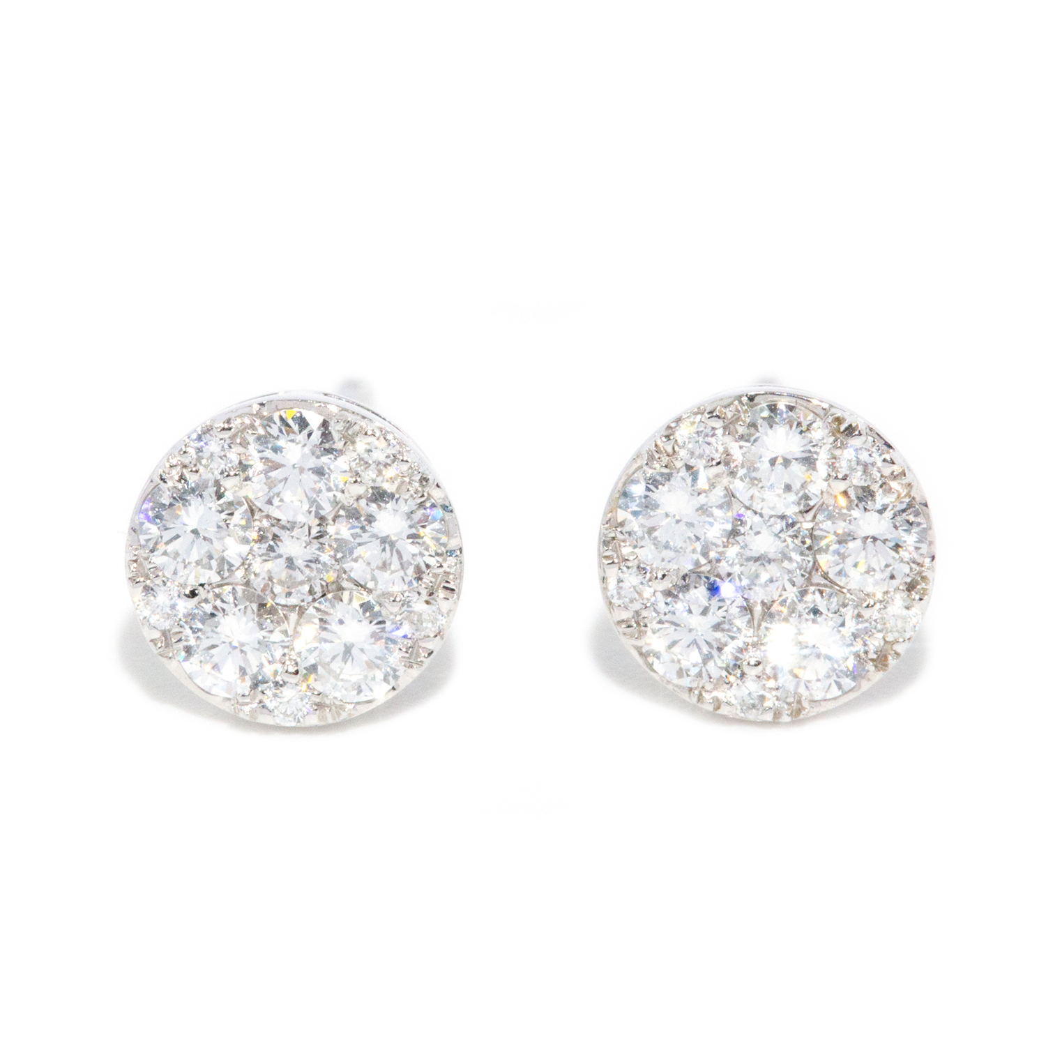 0.63 Carat Diamond 18ct Gold Cluster Stud Earrings