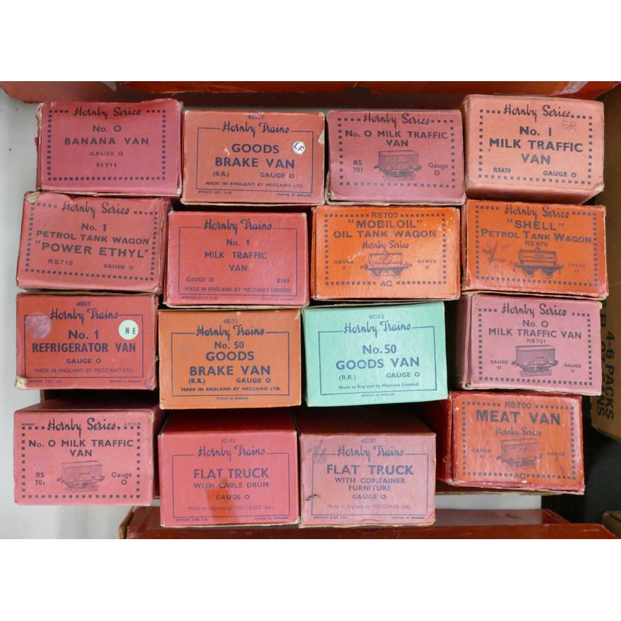 Box 16pc Hornby Van and Wagon Train Cars in Boxes