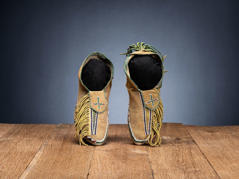 Comanche Beaded Hide Moccasins