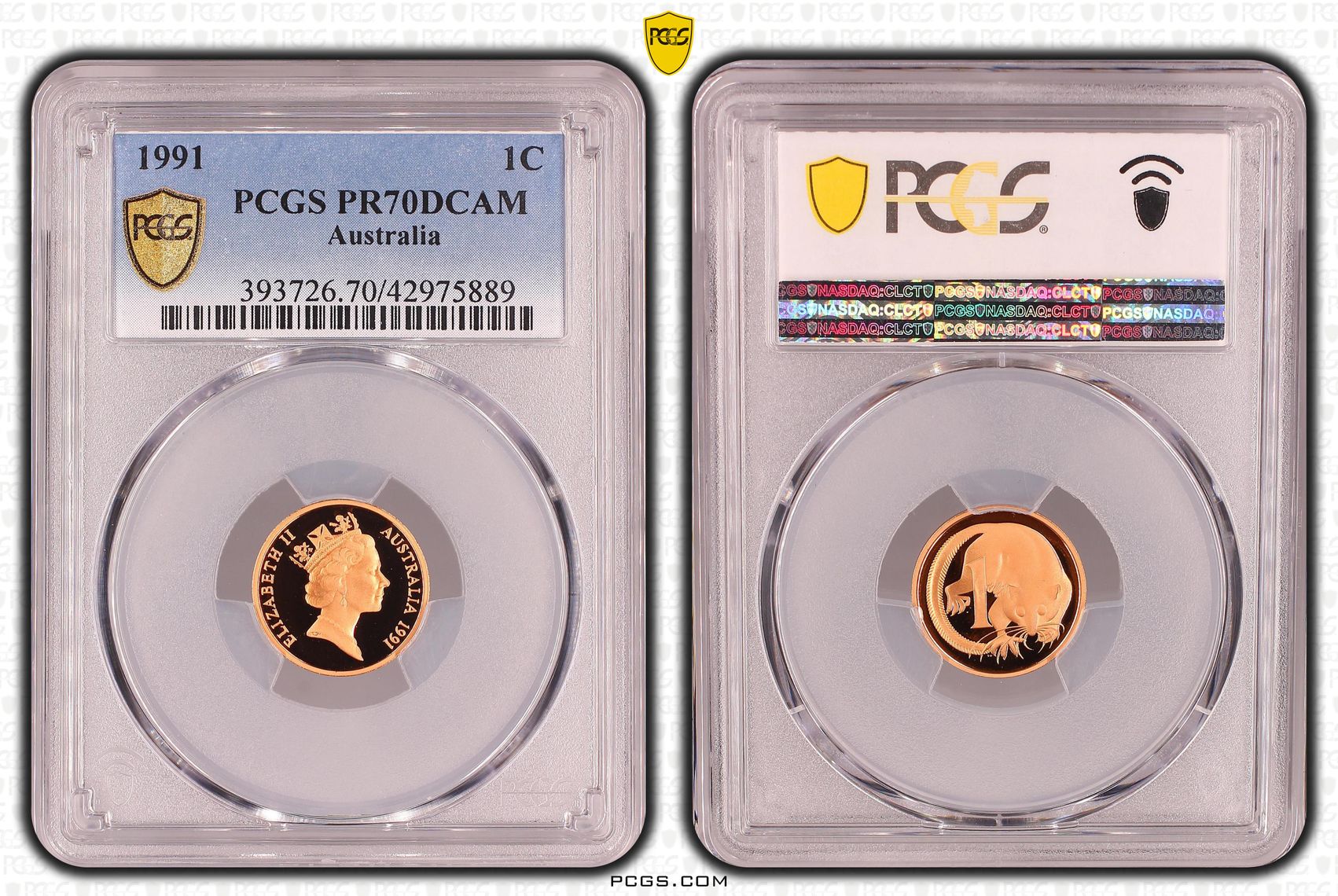 One Cent, 1991, Pcgs Pr70dcam