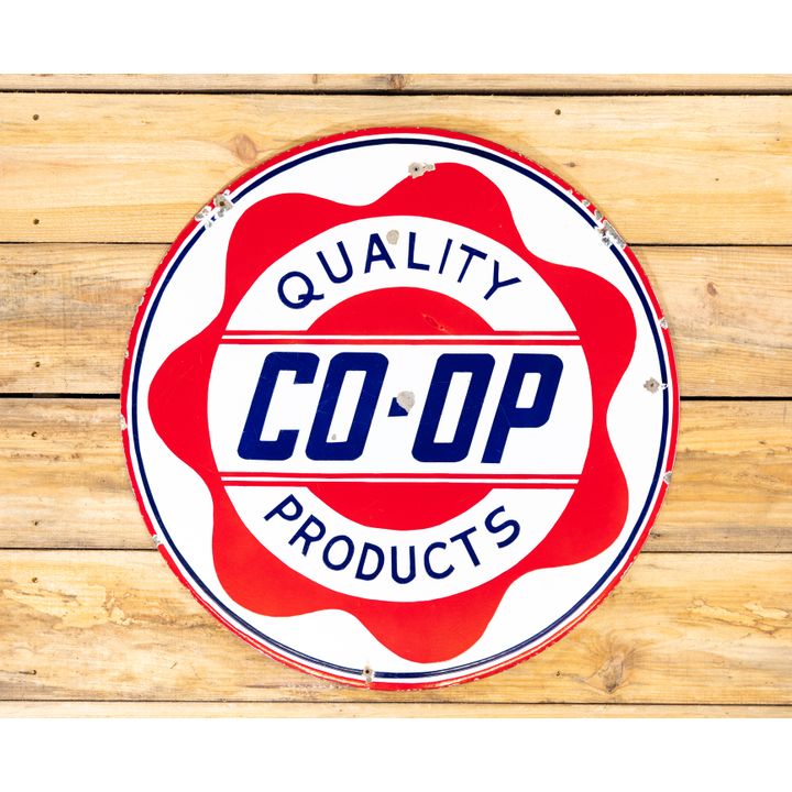 30" Co-op COOP Quality Products Double Sided Porcelain Sign TAC 8.25