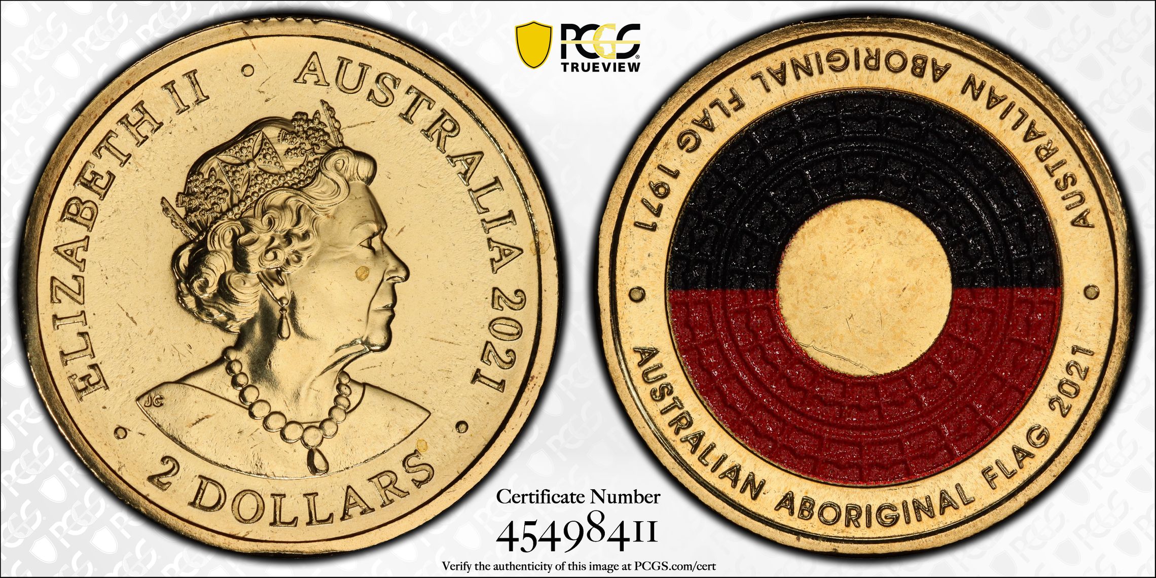 50th Ann Aboriginal Flag, Two Dollar, 2021, PCGS MS67