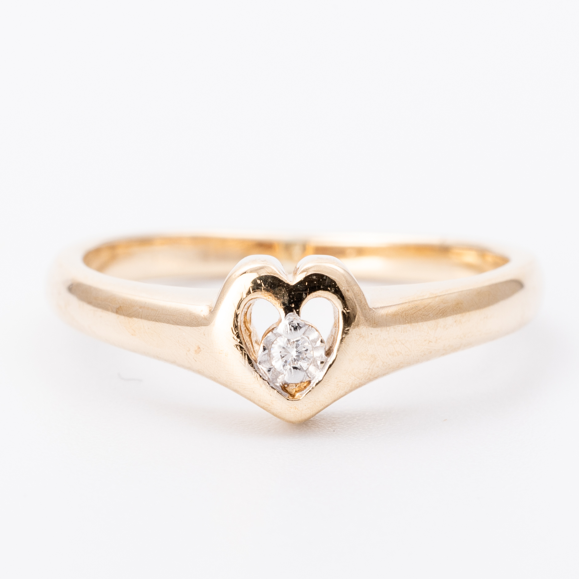 Diamond Heart Solitaire Ring 9ct Gold