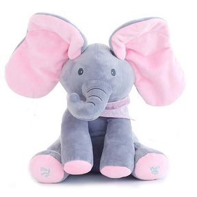 Music Singing Elephant Plush Toy Pink Grey | DEFECTIVE/ BATTERY COVER MISSING