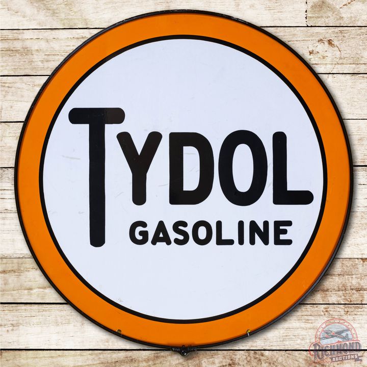 42" Tydol Gasoline Porcelain Sign & Ring TAC 8.25