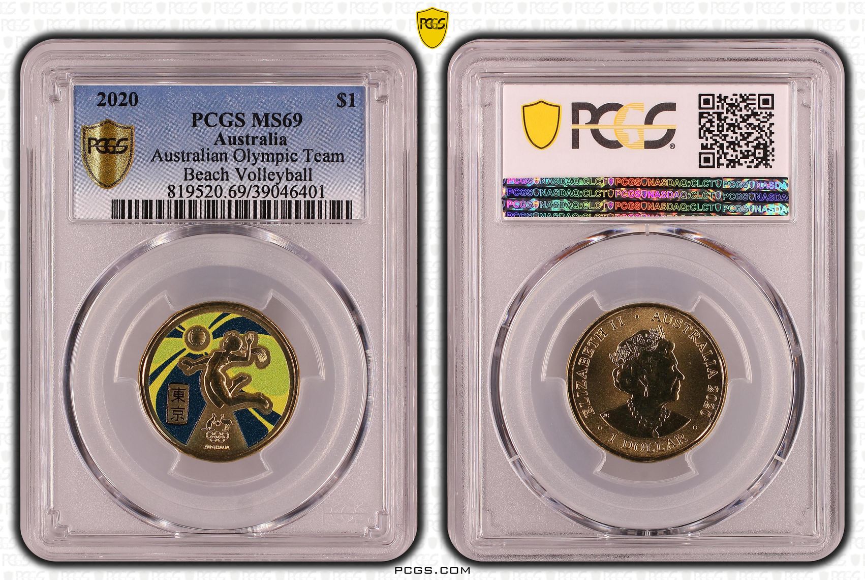474 · Australian Olympic Team - Beach Volleyball  POP 11/0, One Dollar, 2020, PCGS MS69