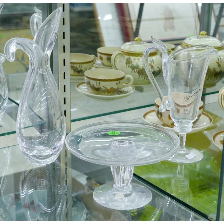 3pc Steuben Crystal Vase, Creamer, and Taza Compote- 3.5'' to 10''
