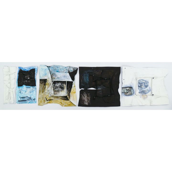 Box 5pc Neil Meitzler ''Plastic Relief Paintings'' Oil with Applied Objects