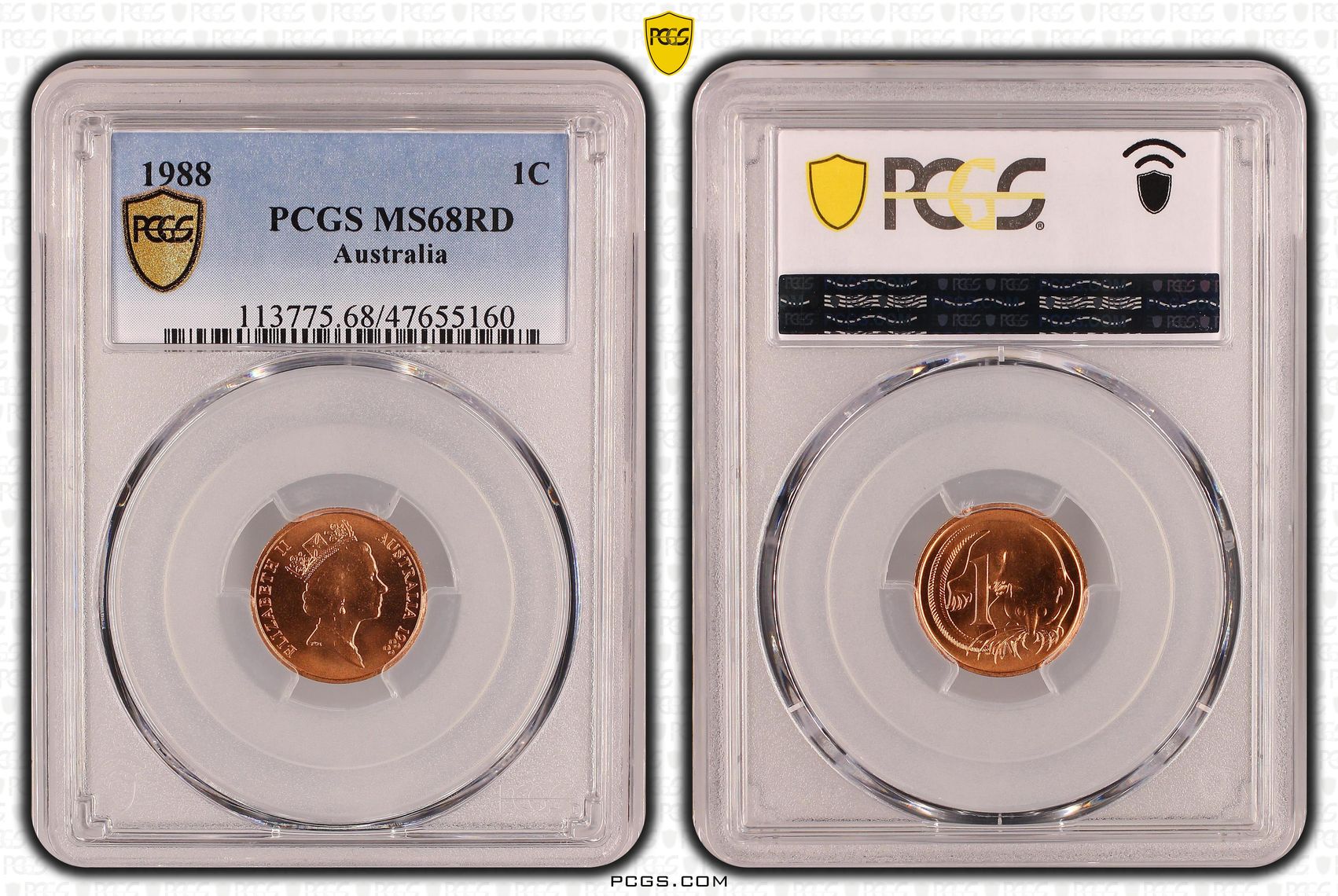 Elizabeth II, Pop 5/0, One Cent, 1988, PCGS MS68RD