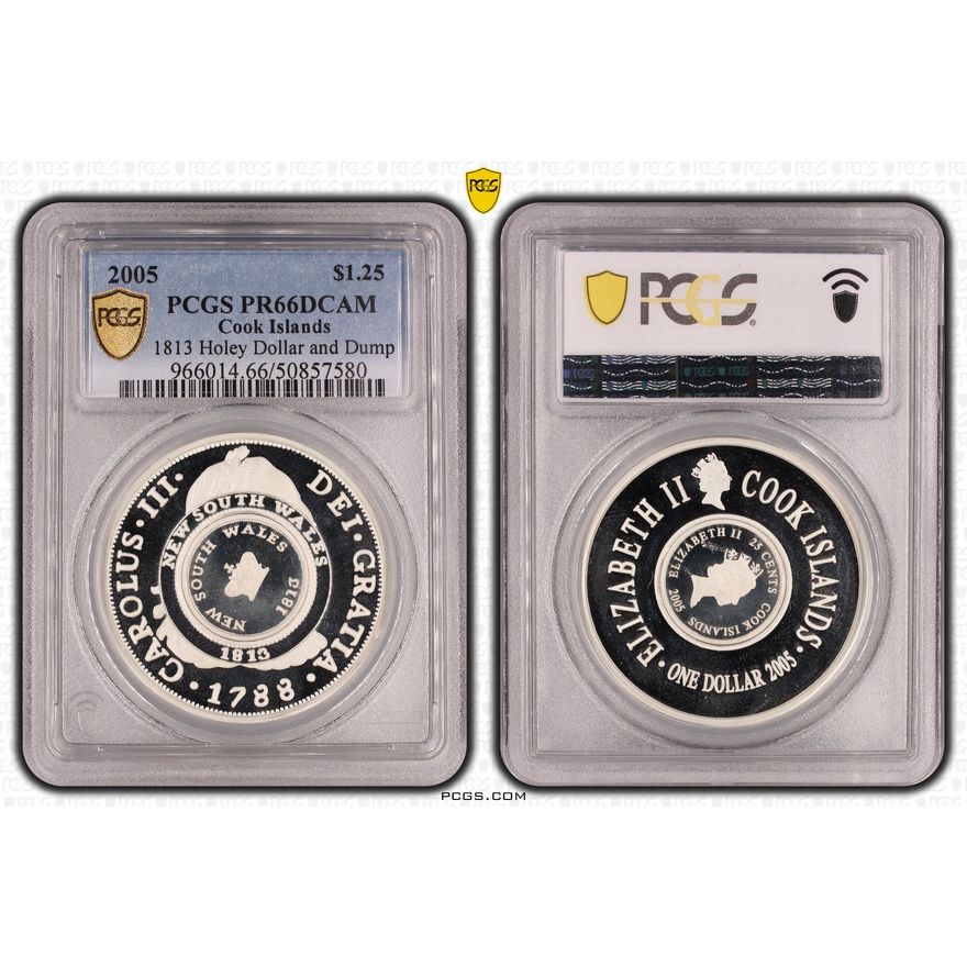 Cook Islands, 1813 Holey Dollar and Dump , One Dollar and Twenty Five Cent, 2005, PCGS PR66DCAM