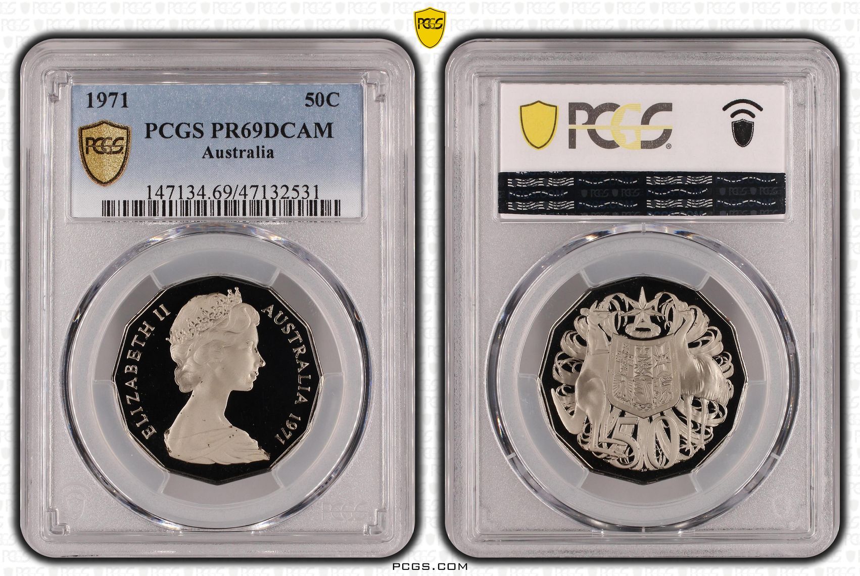 Elizabeth II, Fifty Cent, 1971, PCGS PR69DCAM
