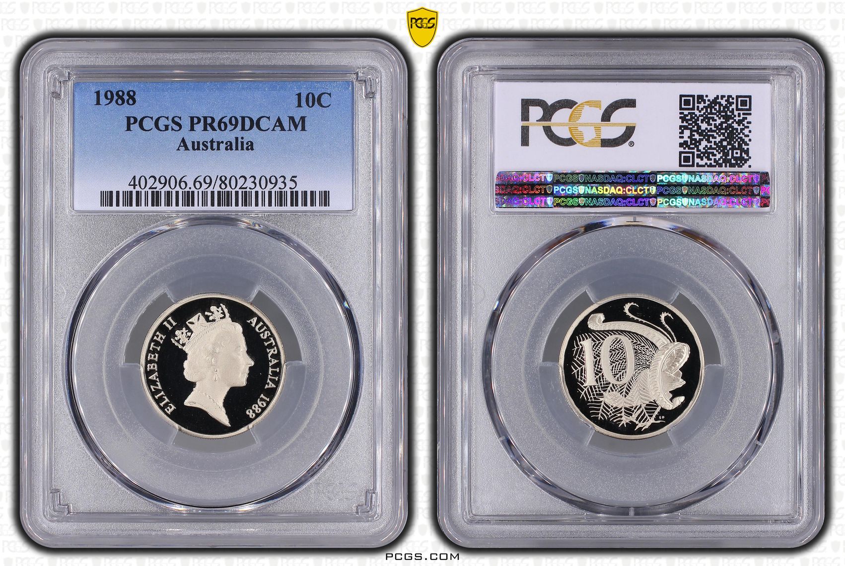 Ten Cent, 1988, Pcgs Pr69dcam