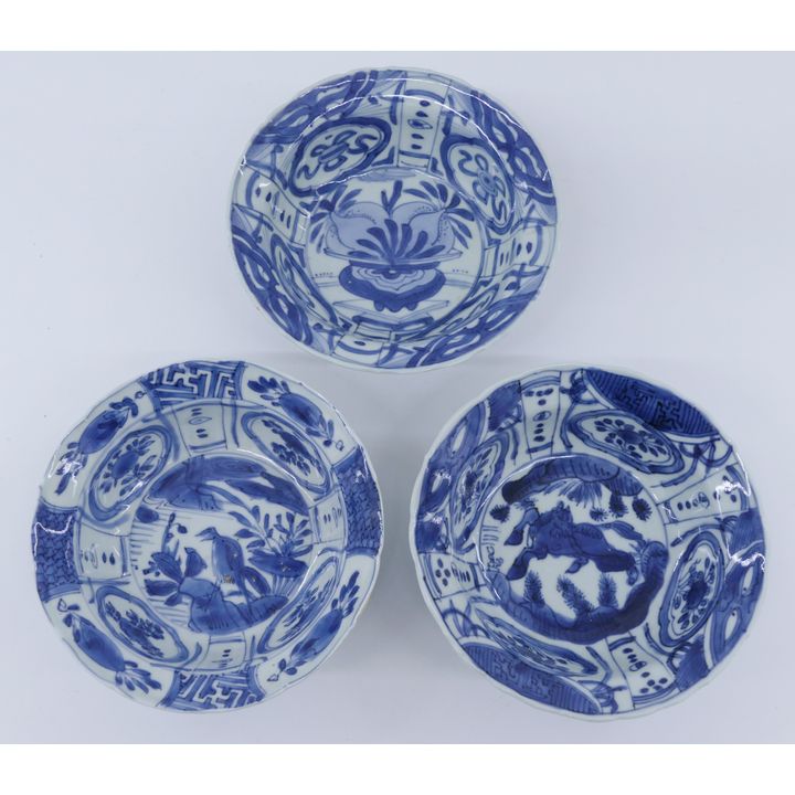 3pc Chinese Ming Kraak Small Bowls