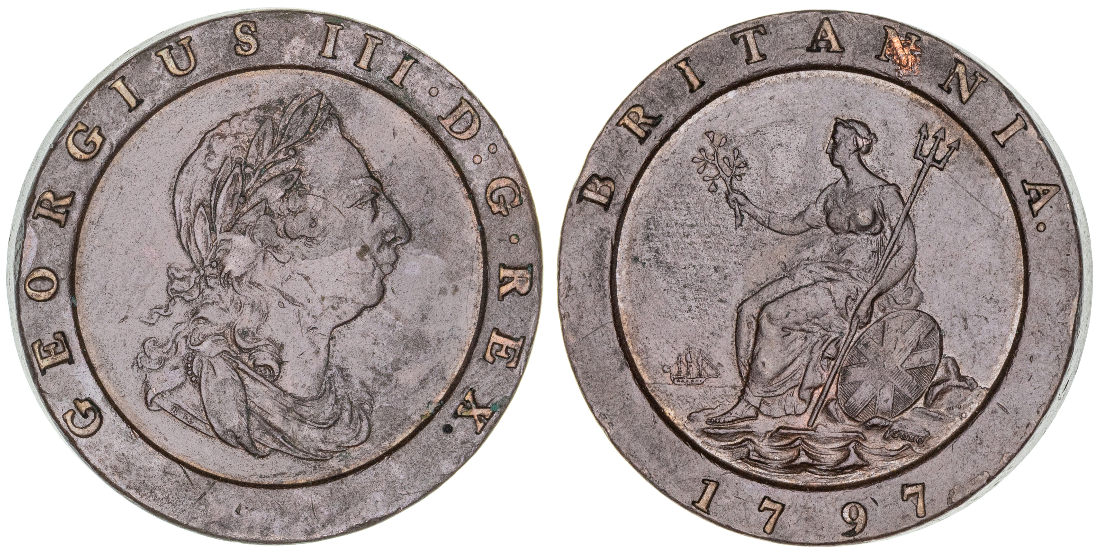 Great Britain, George III, Twopence, 1797, aEF