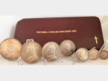 1887 VICTORIA JUBILEE SILVER 7-COIN SPECIMEN SET IN CASE