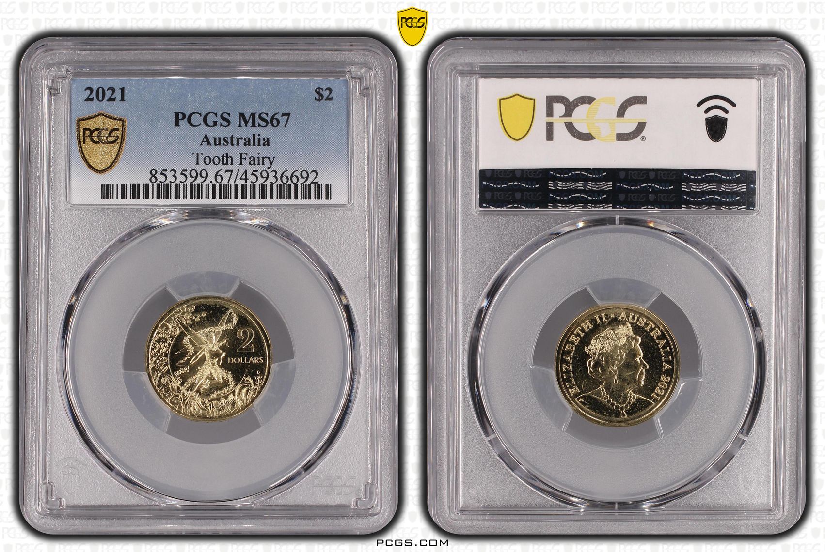 2021 Australia Two Dollar, $2 Tooth Fairy PCGS - MS67 -692