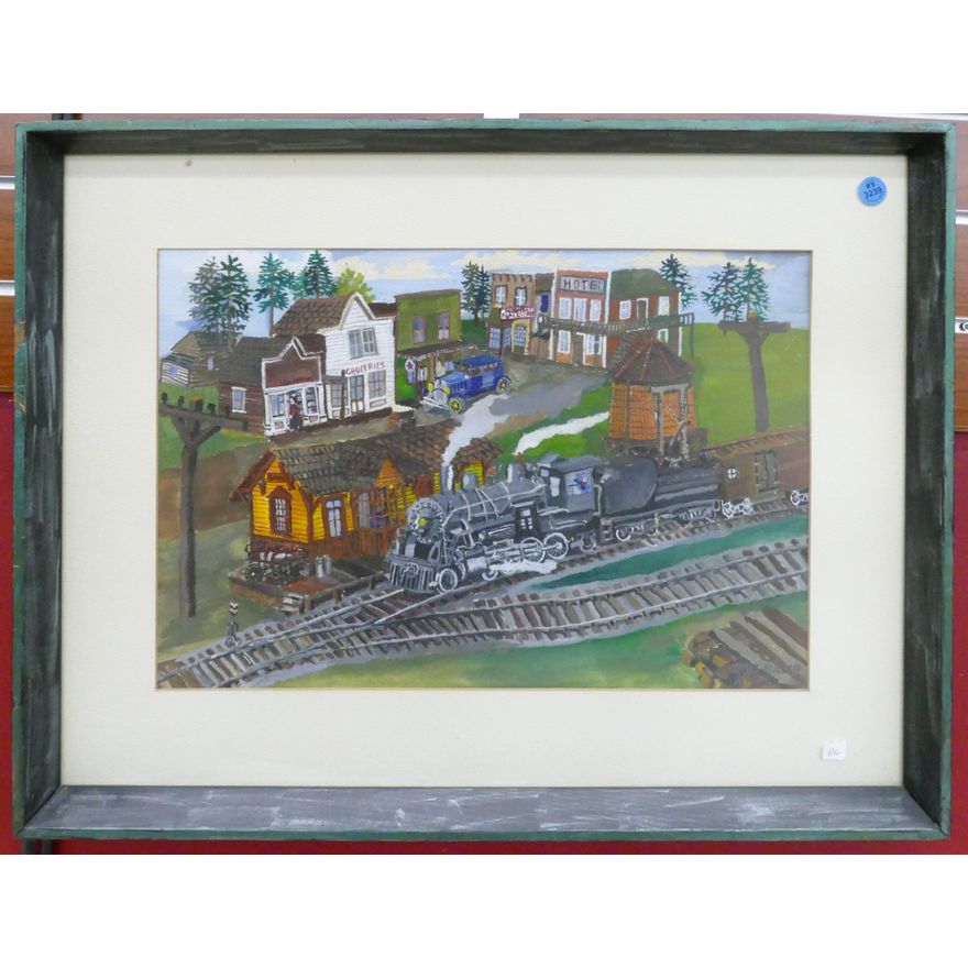 James Miller (b.1944 Washington) Train Scene Landscape Watercolor