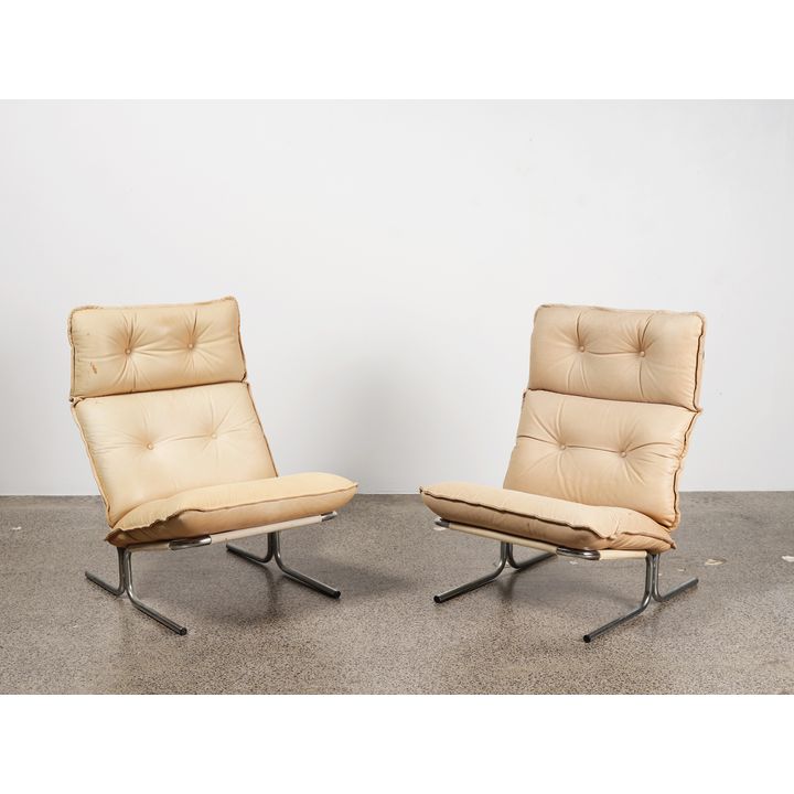 A pair of 1960s Danish tubular chrome Easy chairs