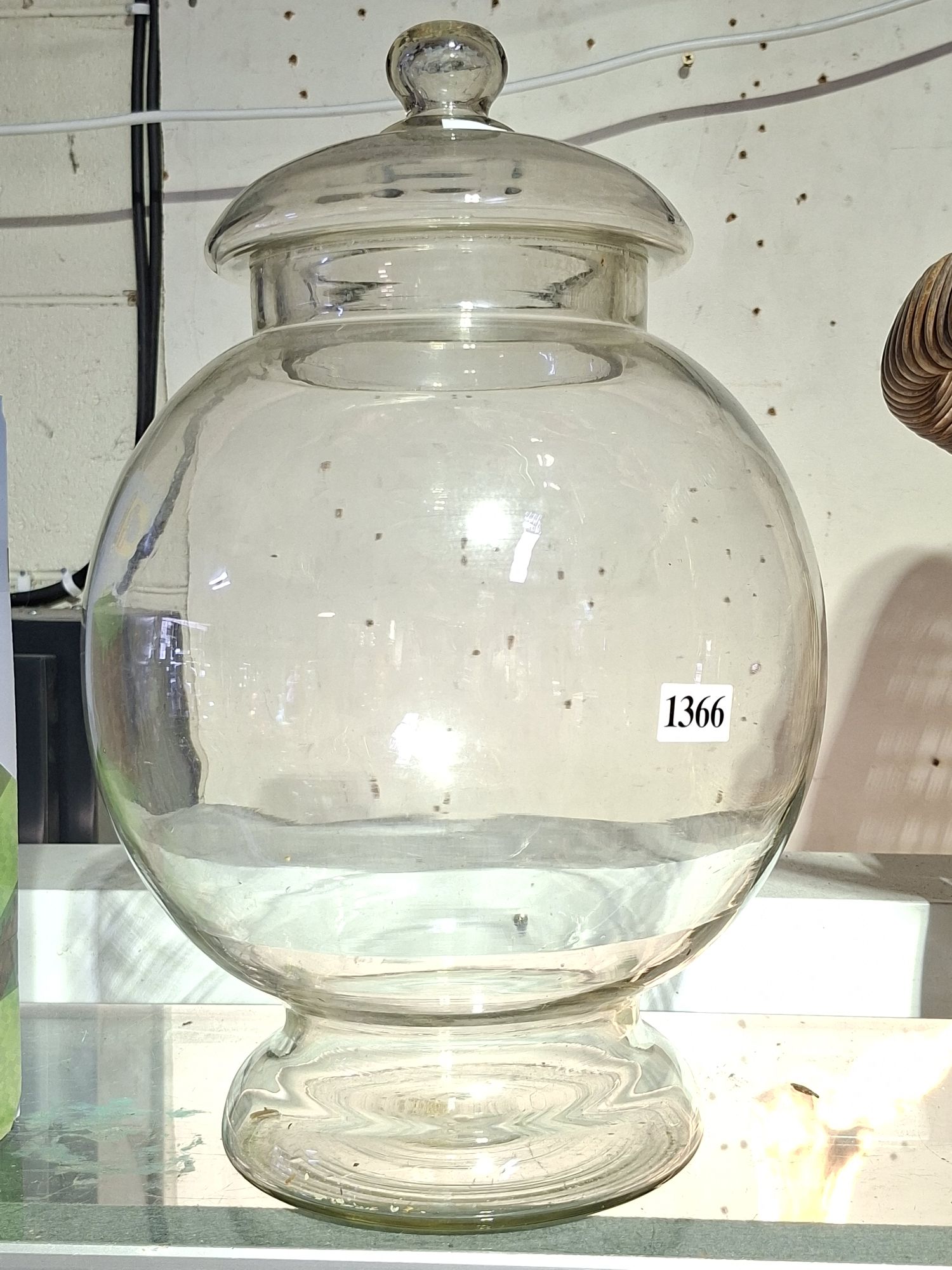 1366 · ANTIQUE GLASS LOLLY JAR